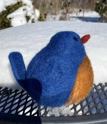 Handcrafted Needle Felted Bluebird