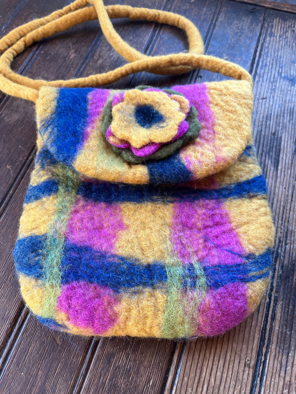 Wet Felted Purse with Felted Flower