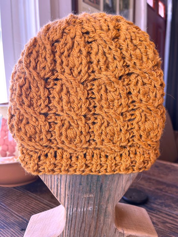 Cable Alpaca Hat - Spicy Mustard