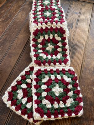 Extra Long Granny Square Alpaca Scarf with Pockets