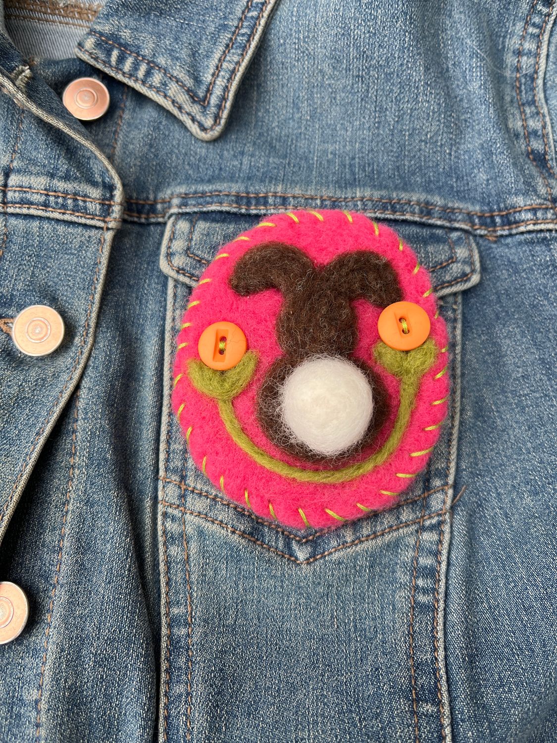 Needle Felted Brown Bunny Brooch