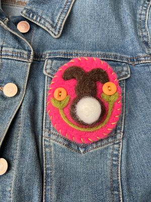 Needle Felted Brown Bunny Brooch