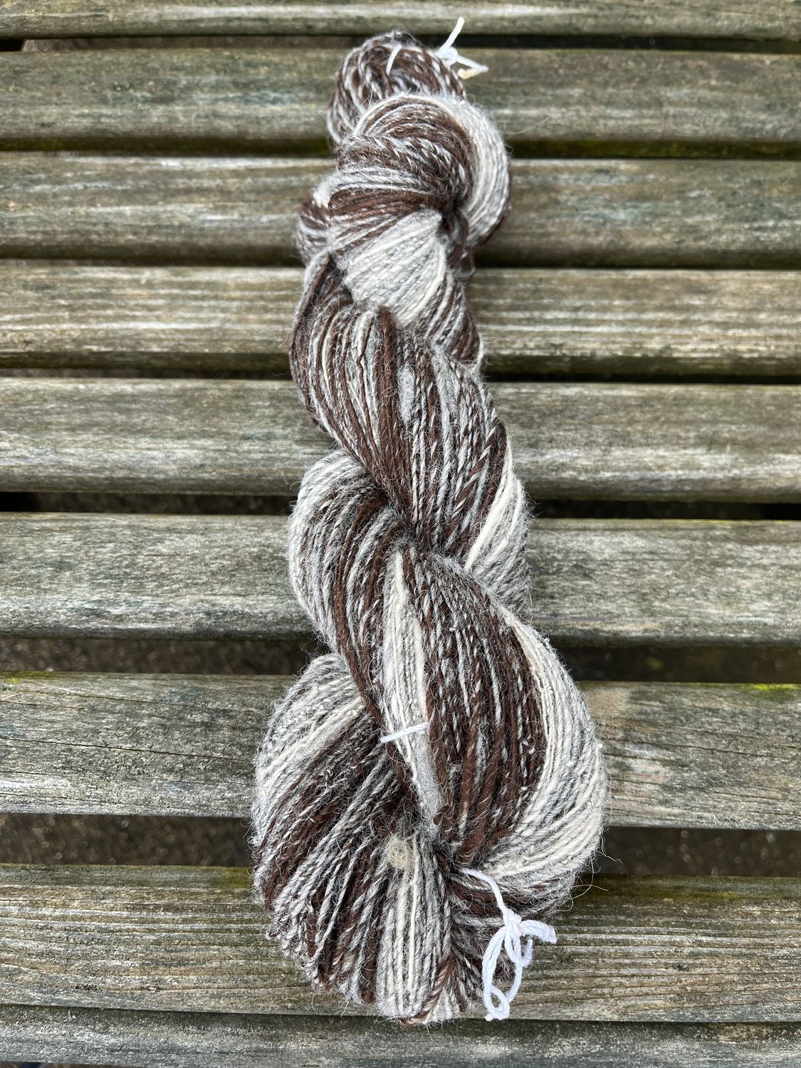 Handspun Alpaca Yarn - Grey, White, Brown