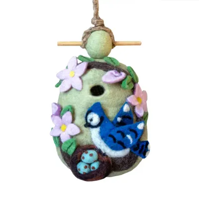Felt Birdhouse - Nesting Blue Jay