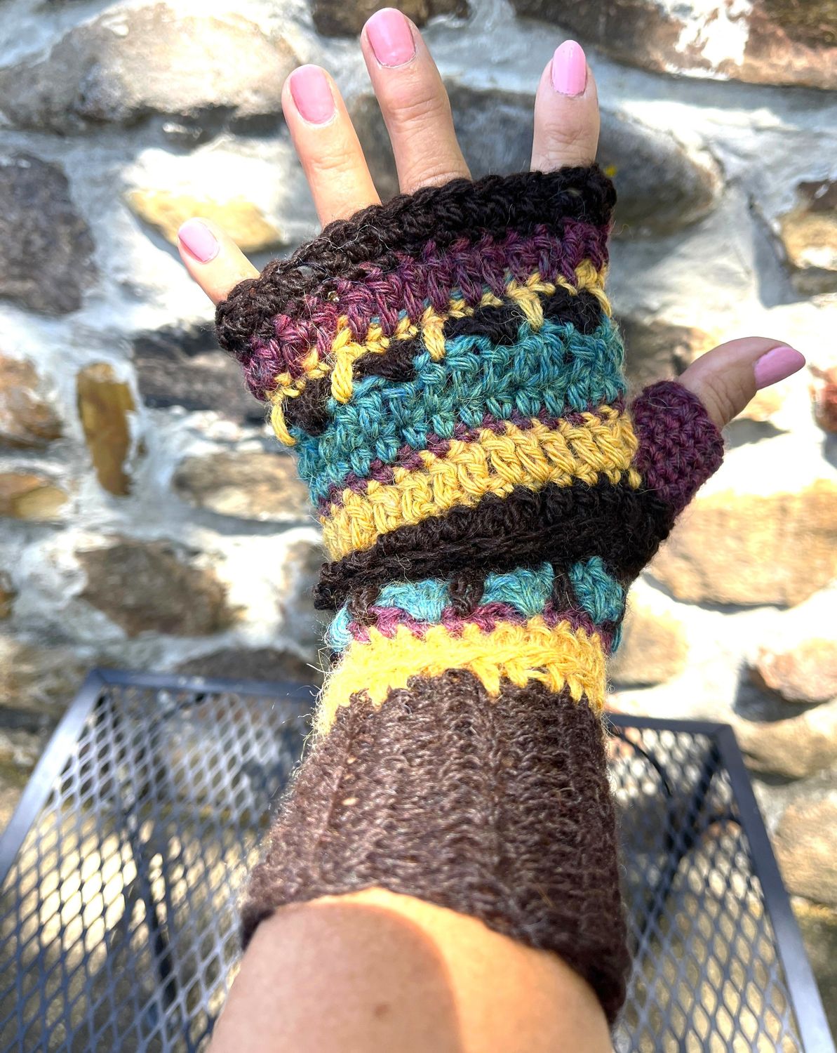 Alpaca Fingerless Gloves - Earthy Tones