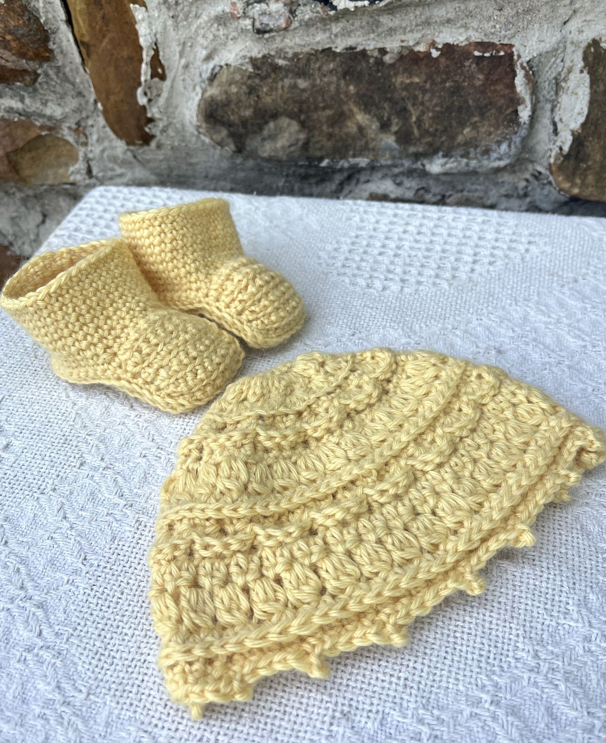 Hand Crocheted Alpaca Baby Hat and Booties – 12-18 Months