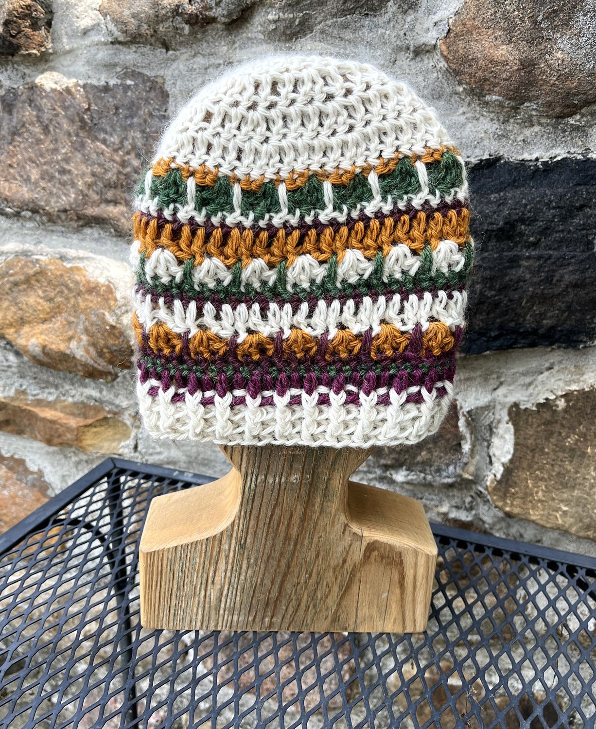 Hand-Crocheted Multi-Colored Alpaca Hat