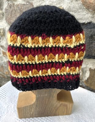 Hand-Crocheted Black Multi-Colored Alpaca Hat