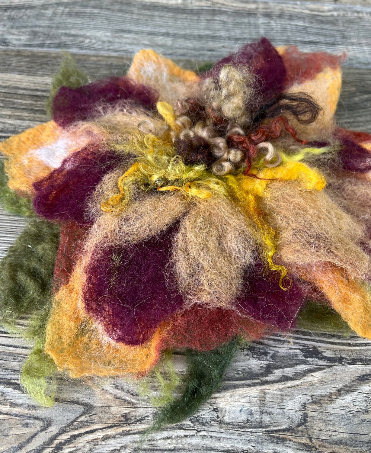 Wet Felted Wool Flower