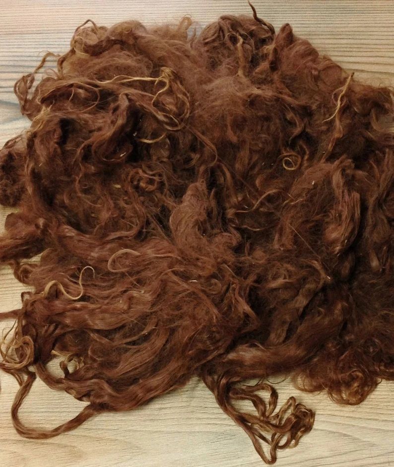 Suri Alpaca Fiber, 4 Inches, Medium Brown, Margo