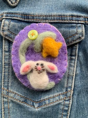 White Bunny Brooch with Daffodil