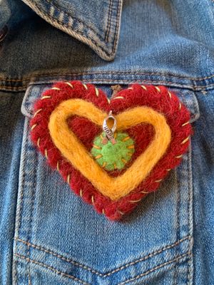 Red Heart Pin with Charm
