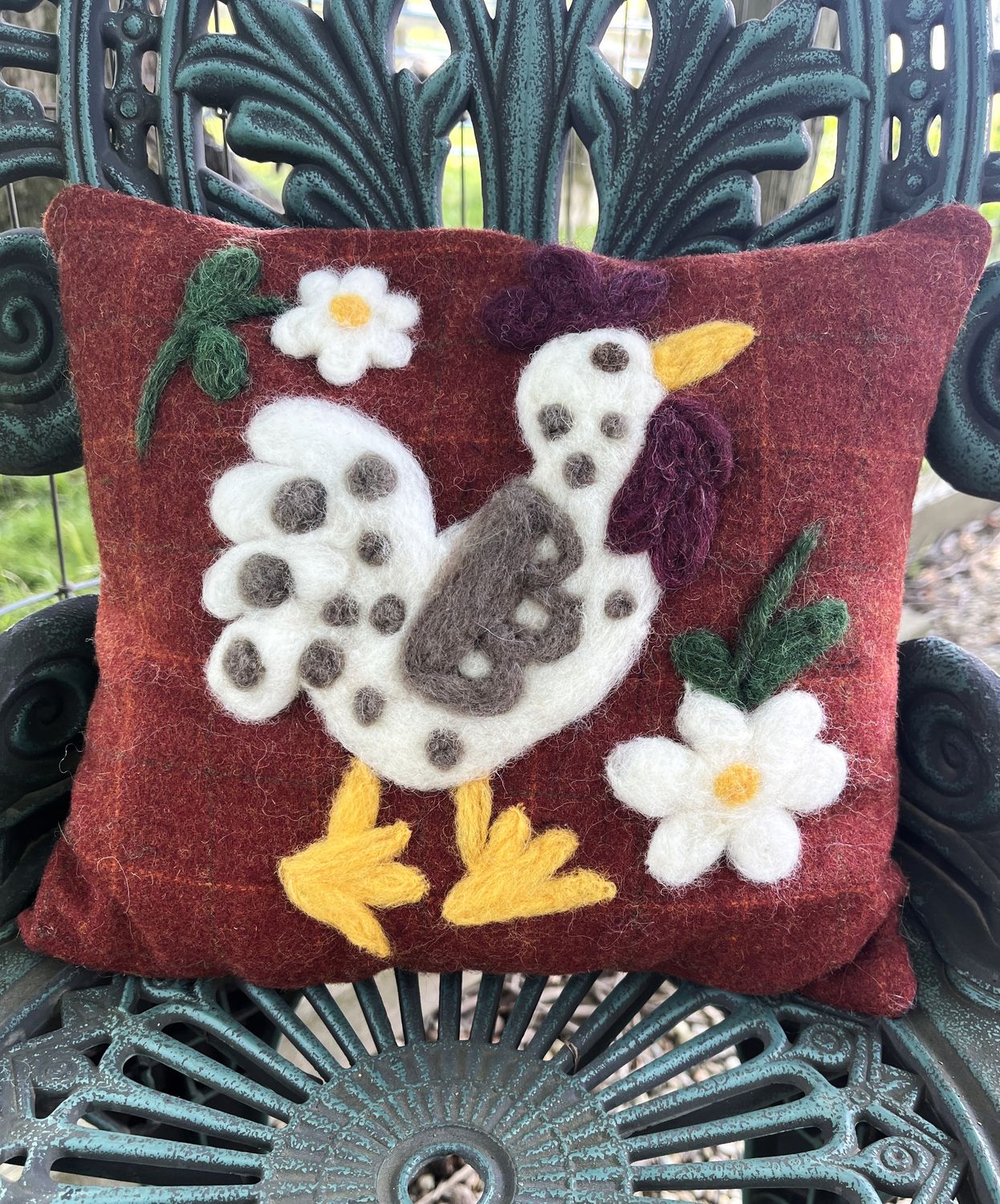 Needle Felted Chicken Pillow