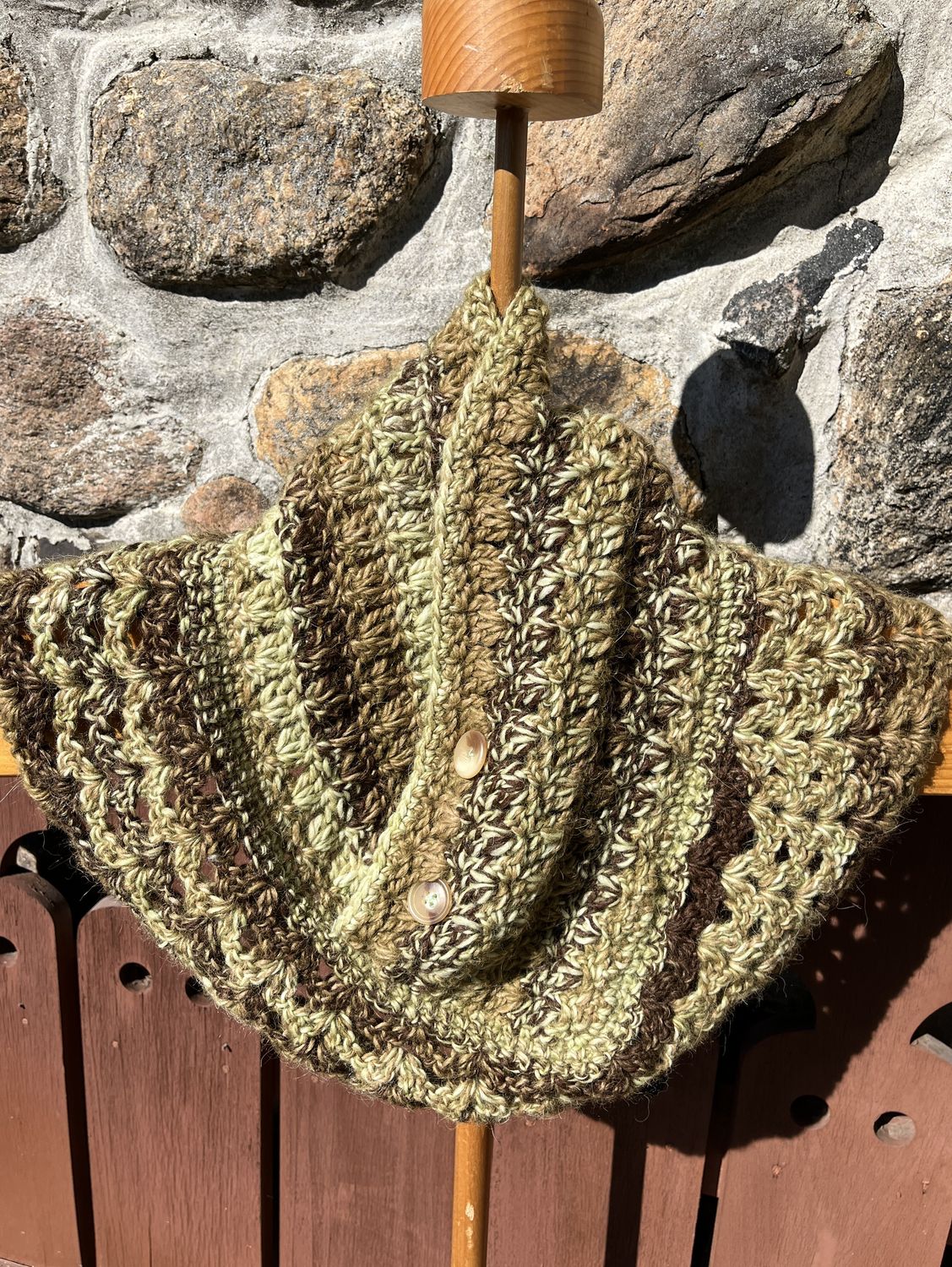 Alpaca Cowl Neck Warmer with Buttons - Pistachio Cream