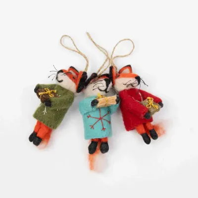 Felt Fox with Box Ornaments