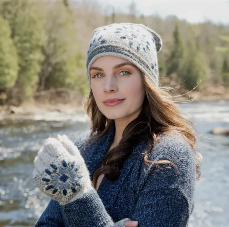 Snow Leopard Fingerless Alpaca Glove