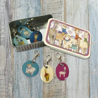 Stitch Markers in a Tin