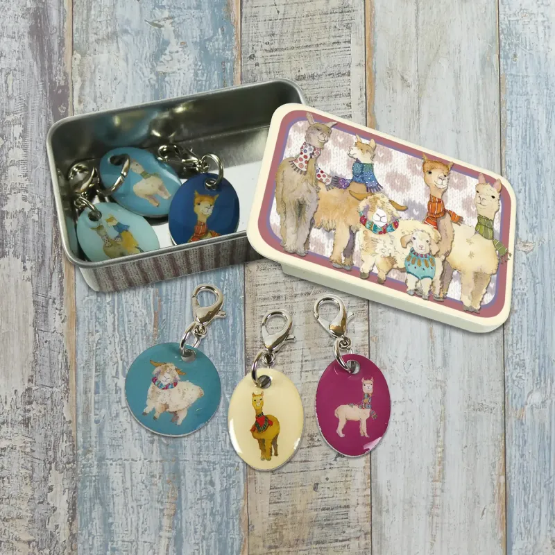 Stitch Markers in a Tin