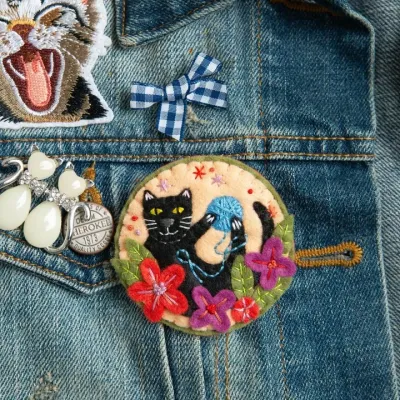Black Cat Brooch Felt Craft Kit
