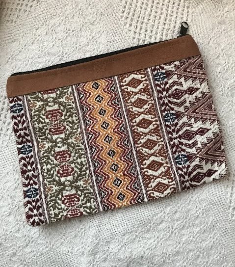 Handwoven and Leather Pouch