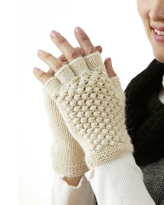 Textured Fingerless Alpaca Gloves