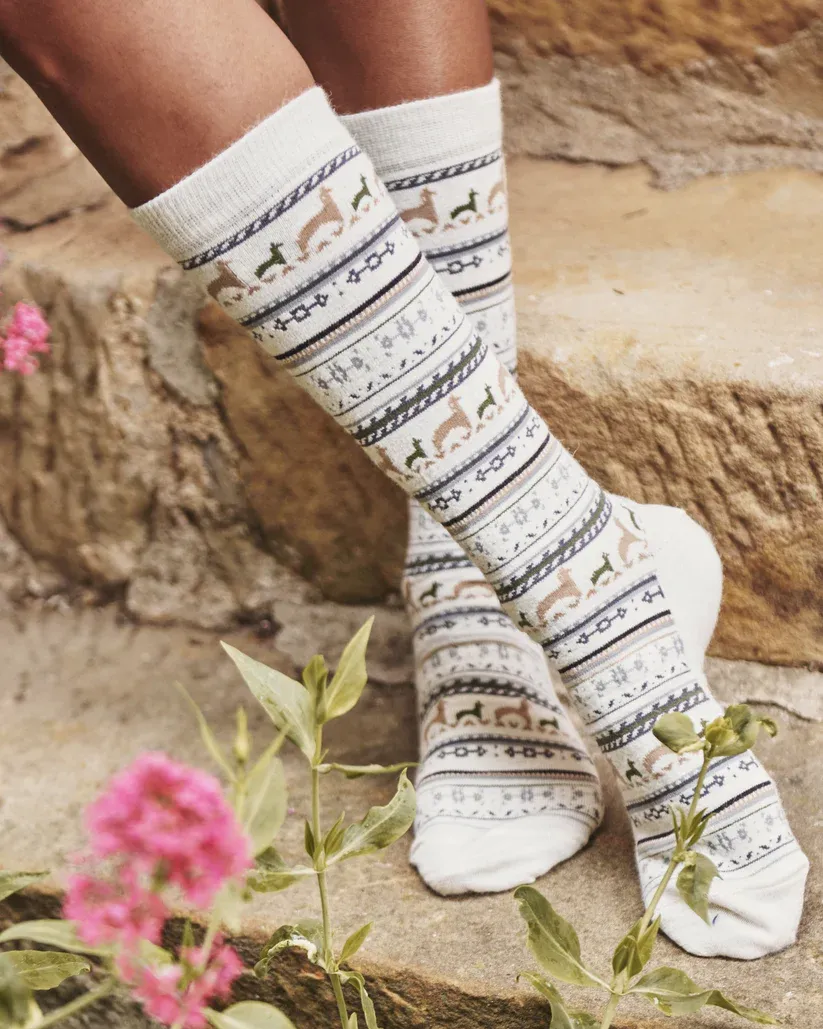 Alpaca Print Crew Sock