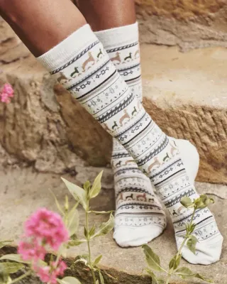 Alpaca Print Crew Sock