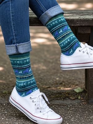 Alpaca Print Crew Sock