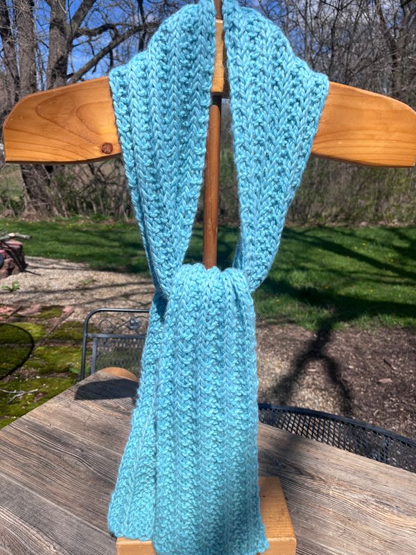 Bulky Ribbed Alpaca Wool Scarf - Seafoam