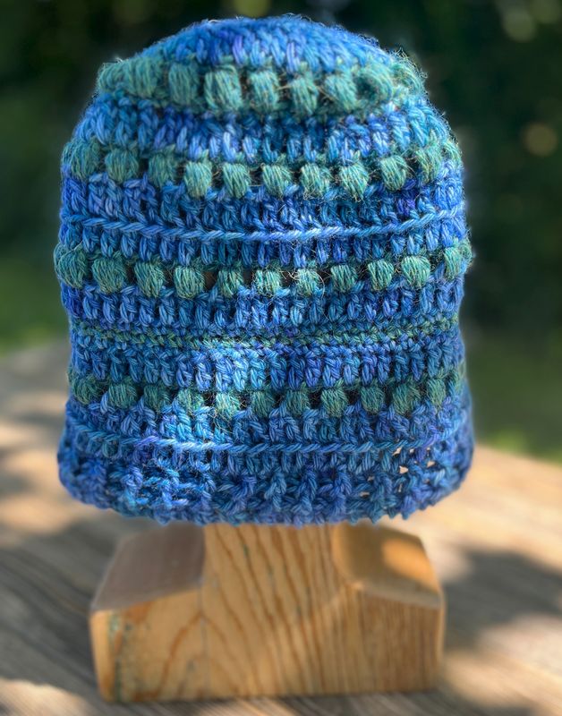 Hand-Crocheted Slouchy Alpaca Hat - Ocean Blues & Teals