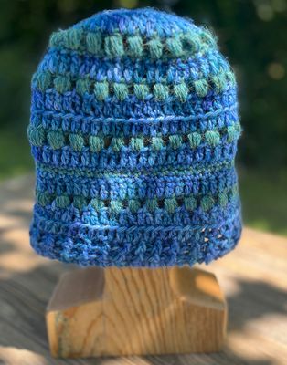 Hand-Crocheted Slouchy Alpaca Hat - Ocean Blues &amp; Teals
