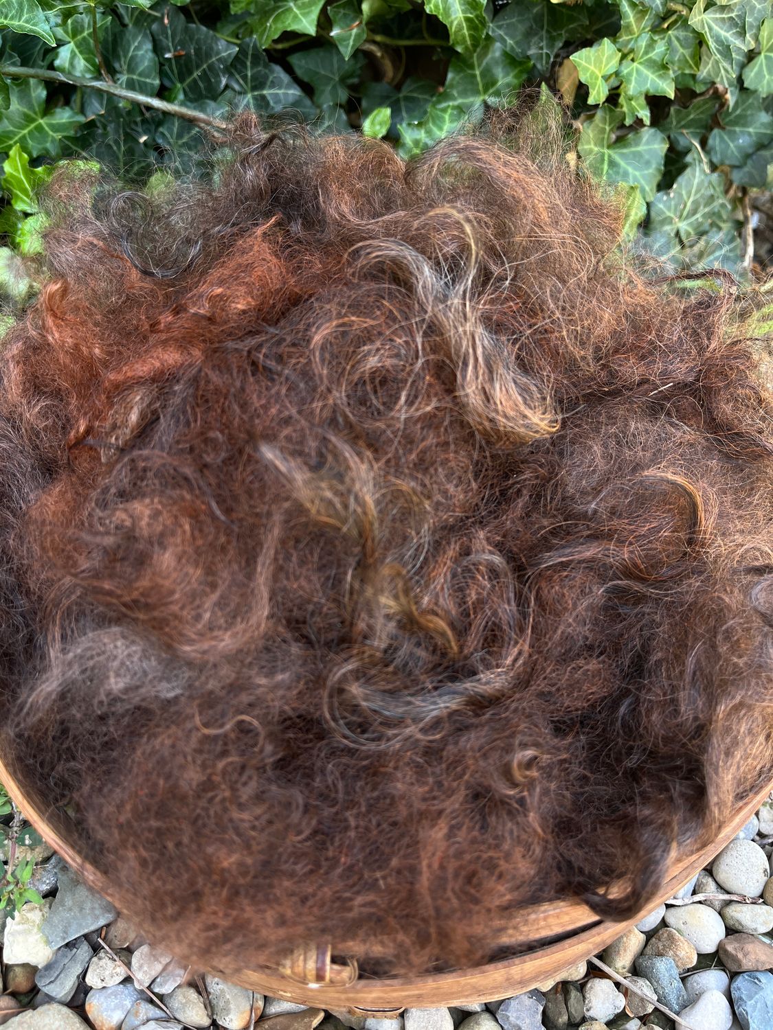 Hand-Dyed Mohair - Madder Orange Over Grey