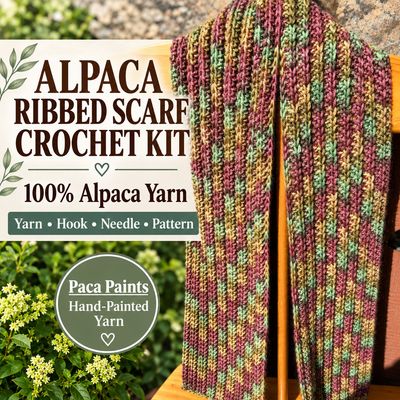 Alpaca Ribbed Scarf Crochet Kit - Paca Paints Yarn