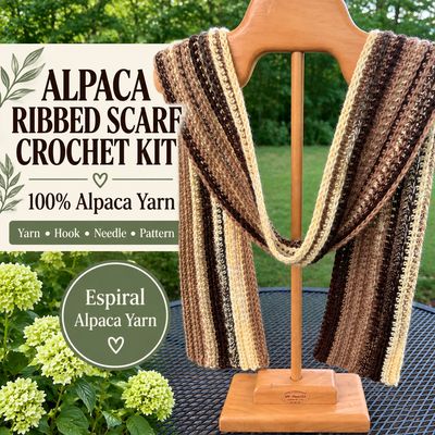Alpaca Ribbed Scarf Crochet Kit - Espiral Yarn