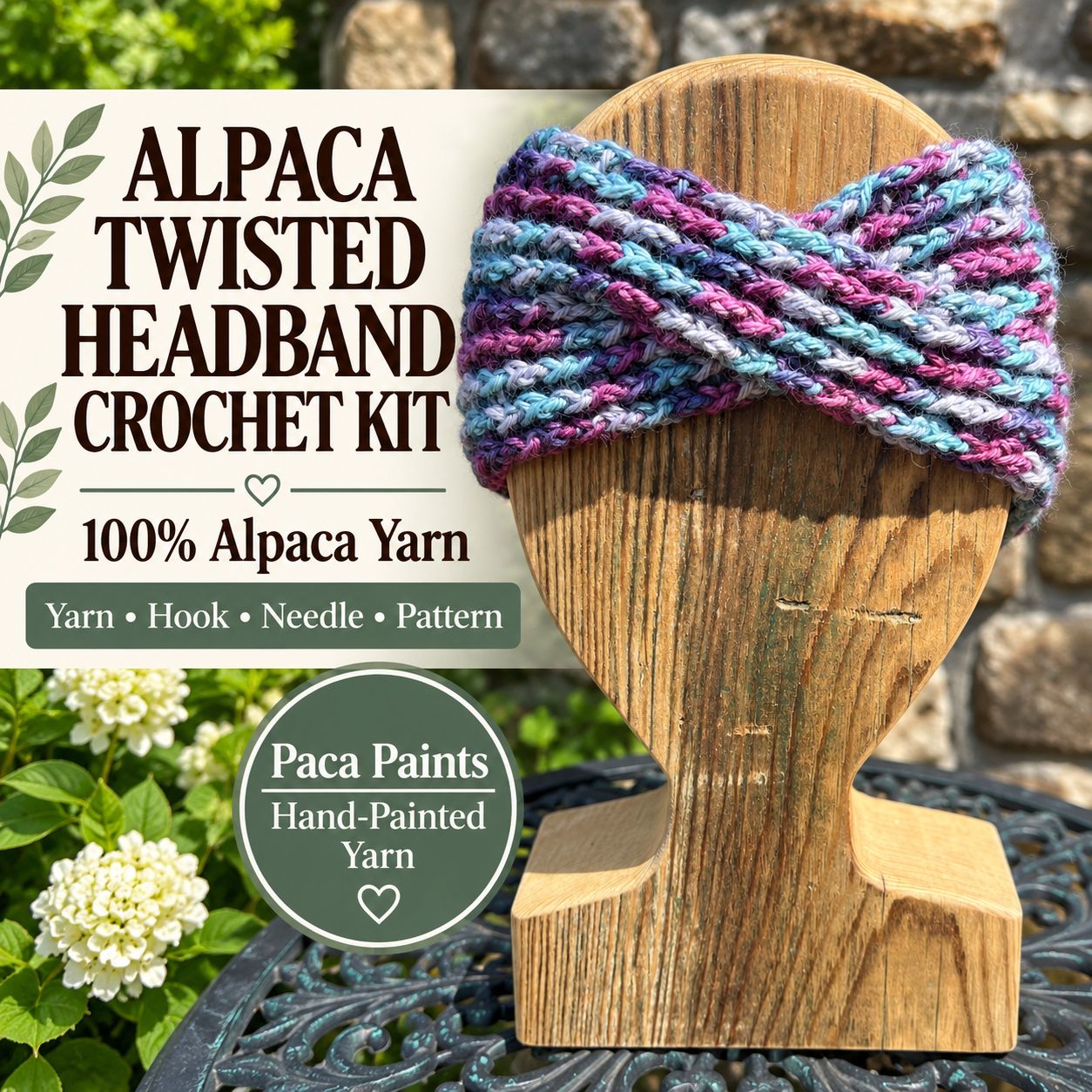 Alpaca Twisted Headband Crochet Kit - Paca Paints Yarn