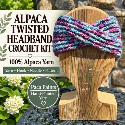 Alpaca Twisted Headband Crochet Kit - Paca Paints Yarn