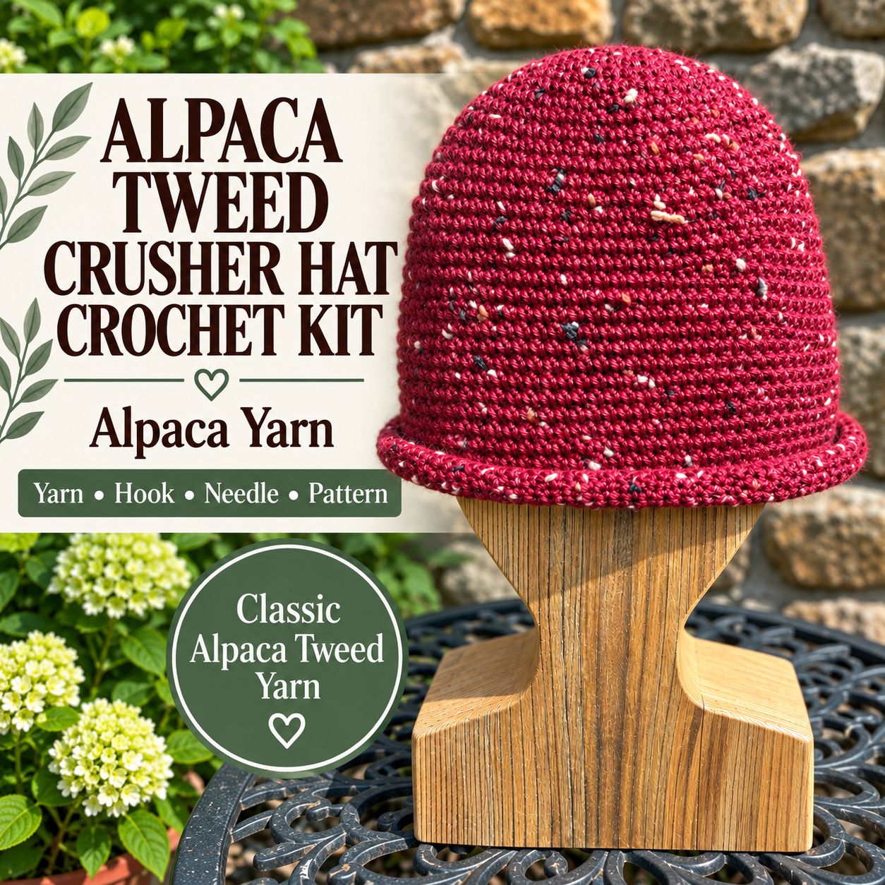 Alpaca Tweed Crusher Hat Crochet Kit