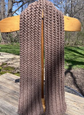 Bulky Ribbed Alpaca Wool Scarf - Tan Heather