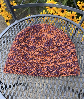 Purple &amp; Orange Hand-Crocheted Baby Alpaca Hat