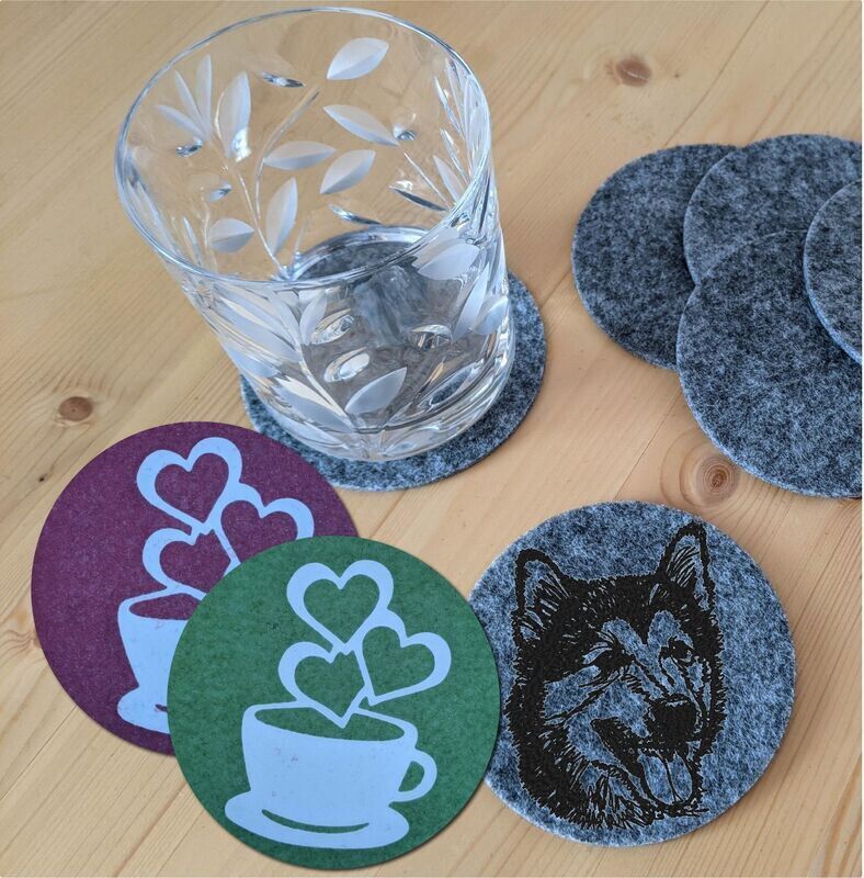 Untersetzer aus Filz - bedruckt oder bestickt