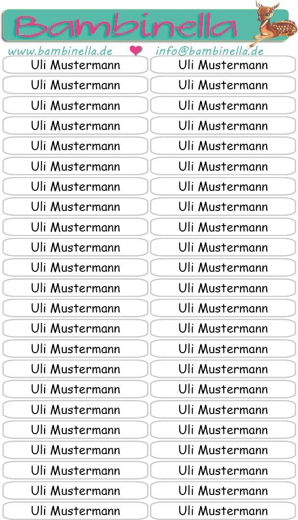 Namensticker für Stifte - weiß - mind. 138 Klebeetiketten - von der Namenslänge abhängig