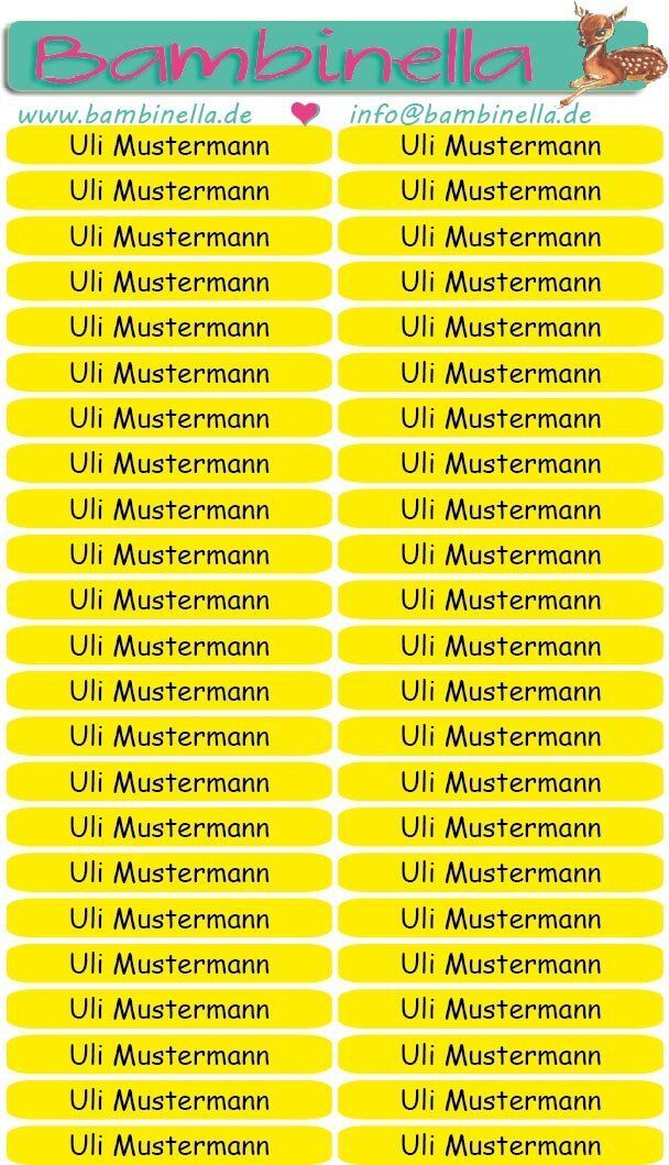 Namensticker für Stifte - gelb - mind. 138 Klebeetiketten - von der Namenslänge abhängig