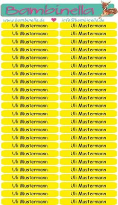 Namensticker für Stifte - gelb - mind. 138 Klebeetiketten - von der Namenslänge abhängig