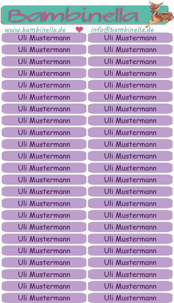 Namensticker für Stifte - lavendel - mind. 138 Klebeetiketten - von der Namenslänge abhängig