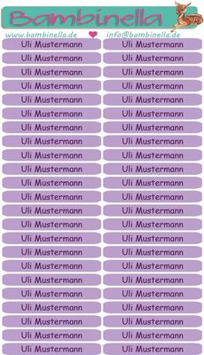 Namensticker für Stifte - lavendel - mind. 138 Klebeetiketten - von der Namenslänge abhängig