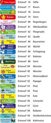 Namensticker: 3 Blatt  = 60 Etiketten