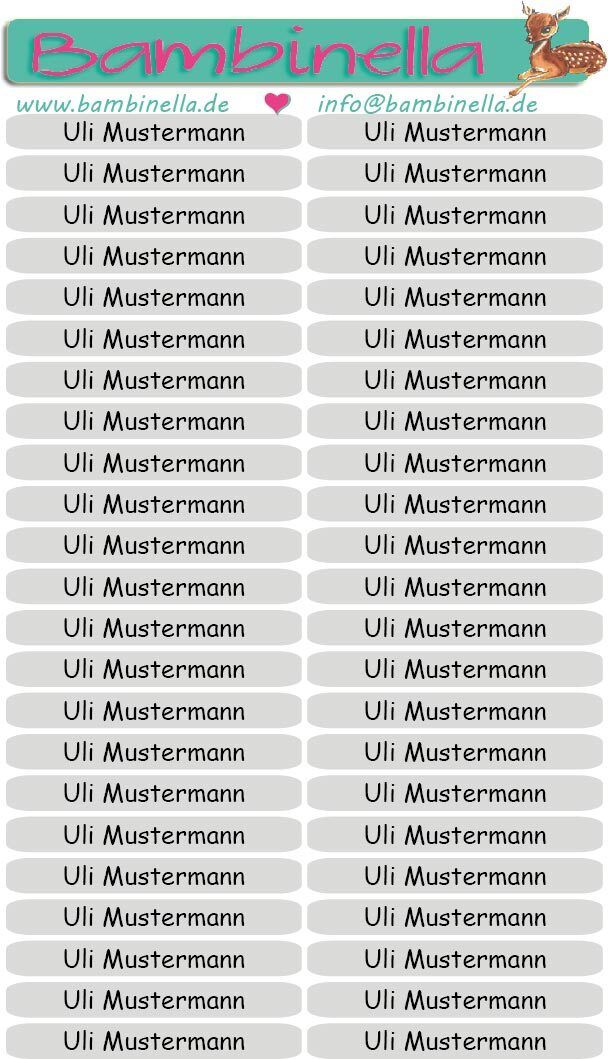Namensticker für Stifte - grau - mind. 138 Klebeetiketten - von der Namenslänge abhängig