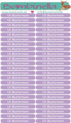 Namensticker für Stifte - lavendel - mind. 138 Klebeetiketten - von der Namenslänge abhängig