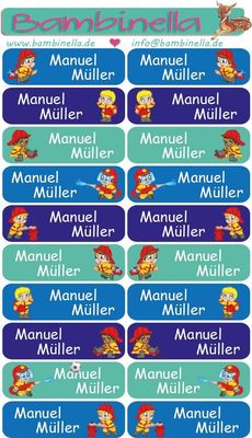 Namensticker "Mischung Feuerwehrbuben" - 60 Klebeetiketten