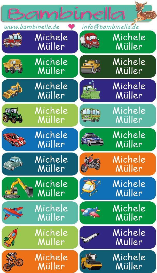 Namensticker &quot;Bunte Mischung Buben&quot; - 60 Klebeetiketten